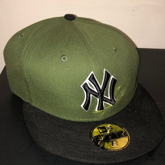 olive yankees hat